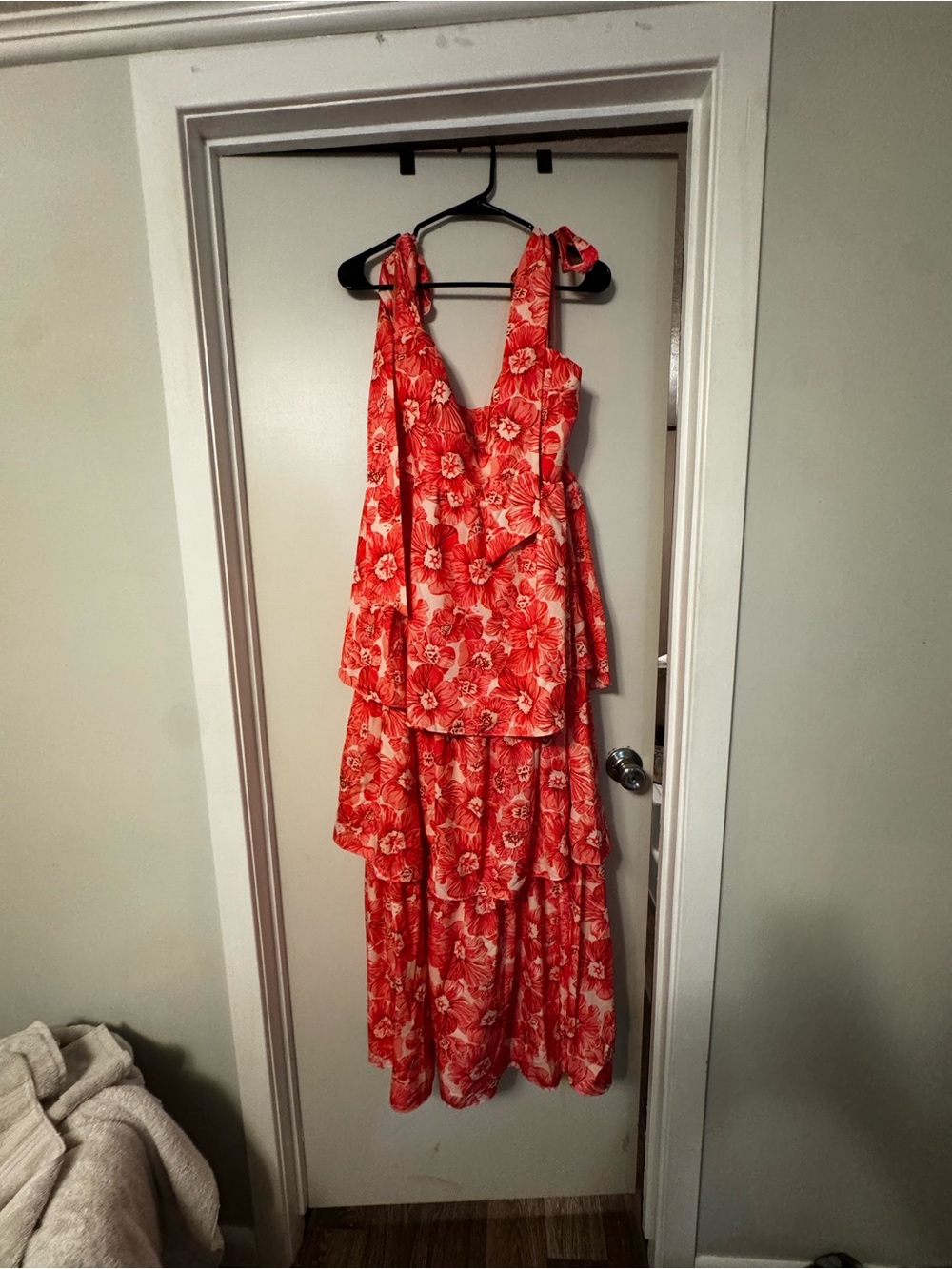 Pink Floral Tiered Dress